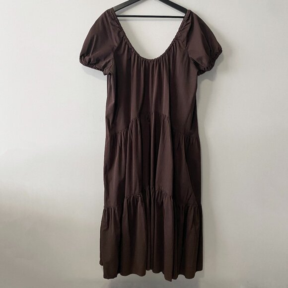 Handmade Plus Size Cotton Bamboo Chocolate Brown Dress - Picture 1 of 15